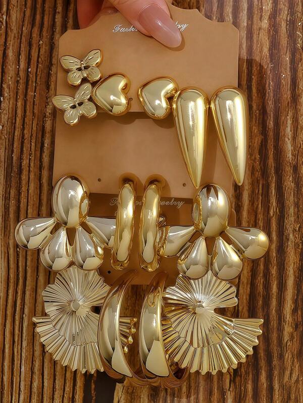 3-9 paires de boucles d'oreilles pour femmes réalistes 3D avec éléments multiples : papillons, cœurs, fleurs, feuilles