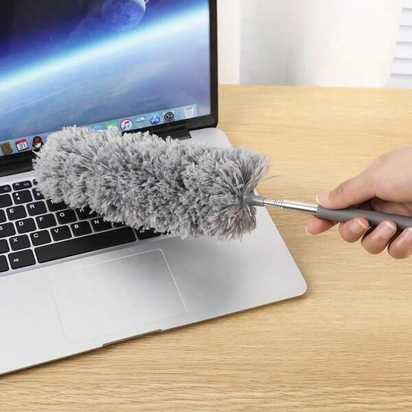 منظف ريشي من الألياف الدقيقة، أداة تنظيف منزلية قابلة للتلسكوب من الفولاذ المقاوم للصدأ