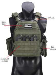 Quickly Detachable Hunting Vest For Shoulder & Waist, Durable Anti-Tear Sports Vest, Comes With 1pc American Flag Patch, Suitable For Hunting, Outdoor Adventure And Various Outdoor Activities