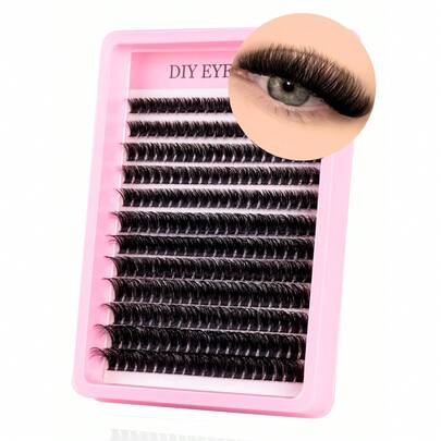 MEM 240 racimos de pestañas esponjosas, pestañas individuales 30D/40D/50D/80D, extensiones de pestañas en racimo gruesas, rizo D, pestañas en racimo finas de 9-18mm, adecuadas para viajes, uso diario (principiantes), bodas, citas, fiestas, vacaciones, también excelente como set de pestañas para Navidad/Halloween/regalo