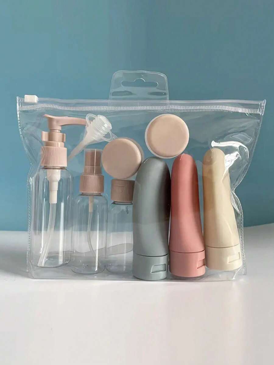 11 件套 2 个 71 盎司便携式可再填充瓶旅行套装洗漱用品沐浴和清洁独立瓶 - 彩色 - 查看 1