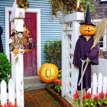 万圣节装饰木制鬼门花环用于前门标志墙标志，南瓜蝙蝠黑猫万圣节快乐标志悬挂用于家庭墙壁装饰万圣节派对户外室内用品