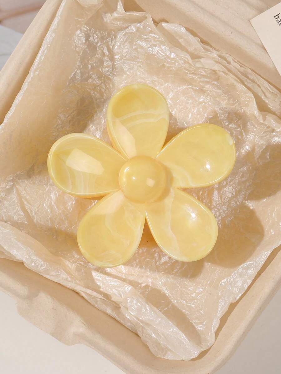 1 件 ABS 材质波西米亚风格大理石纹理芥末黄花朵 5 瓣花形发夹，海滩/度假发饰花形发夹秋季配饰秋冬度假装女士 - 彩色 - 查看 1