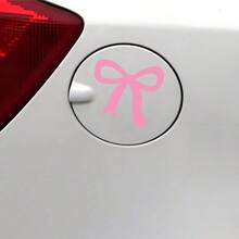 2 件可爱蝴蝶结女士汽车贴花 - 幻想主题乙烯基贴纸，光面，卡通图案自粘玻璃表面，不对称形状，一次性使用 - 均碼 - 查看 1