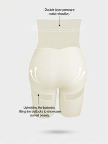 1pc Women High Waist Criss-Cross Tummy Control Seamless Shaping Shorts, Flat Belly Slimming Tight Pants, Shapewear Underwear - Yellow - View 11