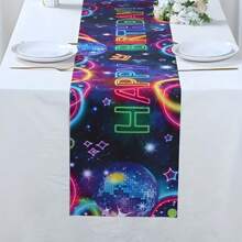 1 件荧光球闪光生日桌旗 | 闪亮迪斯科派对桌布 | 迎婴派对性别揭示装饰 | 夜光涤纶桌布，适用于节日婚礼家居装饰