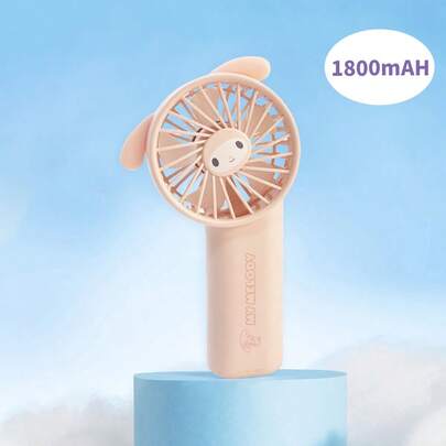  MINISO Sanrio My Melody 1800mAh Portable Mini Fan, USB Rechargeable ABS Plastic With Pink Bow Design, 3-Speed Settings, Perfect For Summer Outings & Office Cooling(1 PC)