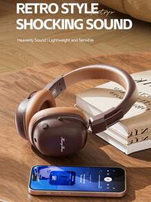 HEAVY BASS 复古无线蓝牙耳机，具有防噪音、可折叠和伸缩设计，低音耳塞带 AUX 功能