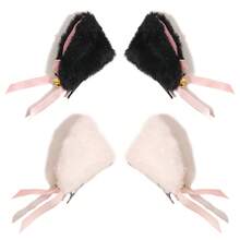 2pcs/Set Bell Cat Ear Faux Fur Cat Ear Hair Clips With Bells, Cat Ear Hair Accessories, Claw Clips, Hair Claws, Clips For Hair, Hair Slide, Hair Barrettes - Multicolor - View 3