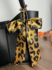 1 件简约豹纹蝴蝶结包饰/钥匙扣吊坠背包装饰猎豹印花蝴蝶结包钥匙扣
