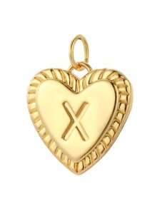 Magic Fish 1 件金色铜镀心形和字母吊坠项链