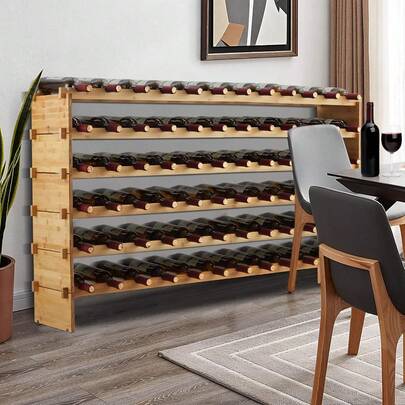 Weinregal Bambus Stapelbar, Flaschenregal, Weinständer, Flaschenständer für Küche, Esszimmer, Bar, Keller