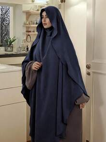1pc Conservative Abaya Hijab Kimmar Islamic Hijab Jilbeb Hicab Hijab Clothing Hijab Women Muslim Khimaar With Ruffle Brim Design, Convenient For Privacy And Daily Prayer Wear, 4-Season Usable For Dress - Multicolor - View 9
