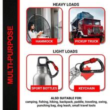 2 Pack Heavy Duty Auto Locking Wiregate Carabiner Clips, 12kN (2697 Lbs) Weight Capacity For Pets Camping Hammock Keychains, Red - Red - View 6