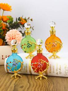 12ml Exquisite Soft Dream Cherry Blossom Enamel Fancy Perfume Bottle, Reusable Container Bottle, Holiday Travel Perfume And Essential Oil Dispenser Bottle, Perfect Gift For Women (No Perfume, Only Empty Bottle)+Supplementary Set