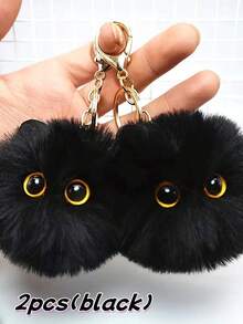 毛绒猫咪钥匙扣，猫咪毛绒挂件，毛绒动物钥匙链，包包挂饰，毛绒钥匙圈。动漫卡通可爱毛绒钥匙扣玩具。生日礼物、情侣礼物、毕业季礼物，可挂在包包和背包上 - 情人节、圣诞节、万圣节、新年等节日的理想礼物，猫咪饰品 - 彩色 - 查看 2