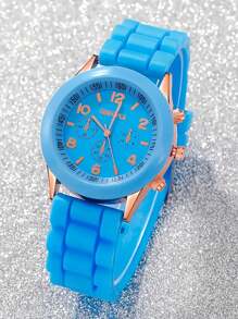 1 件时尚休闲女士硅胶石英腕表，舒适硅胶表带，适合日常休闲佩戴，是理想的礼物之选 - 彩色 - 查看 14
