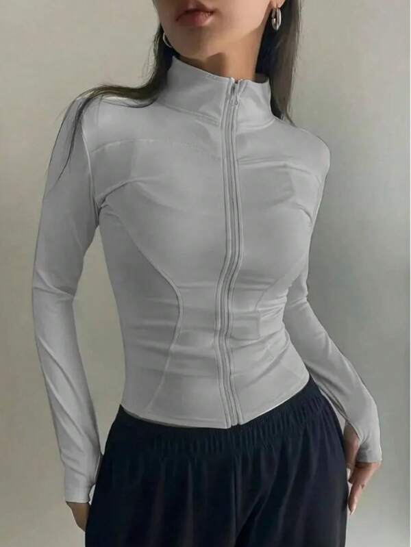 jaqueta esportiva jaqueta yoga blusa manga longa fitness roupa de academia slin fit agasalho de treino feminino look esportivo feminino