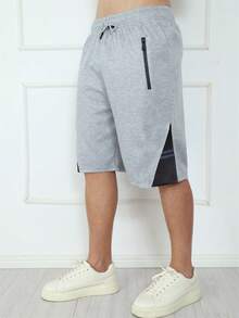 2-Piece Men's Sweatshirt Shorts Kit With Zipper / Elastic Waistband In 3 Random Colors 2 Pieces - Multicolor - View 3