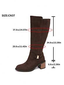 Jesień/zima 2025 Nowe, zabytkowe, za kolano, wysokie, damskie buty do jazdy konnej, grube, długie buty na obcasie z klamrą do paska, kowbojskie buty westernowe - Brązowy - Zobacz 9