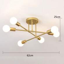 1pc Iron Art Small Living Room Lamp, Nordic Artificial Satellite Pendant Light, Multi-Color 6-Head Ceiling Light, Industrial Style Pendant Lamp (Excluding Bulbs) - Multicolor - View 12