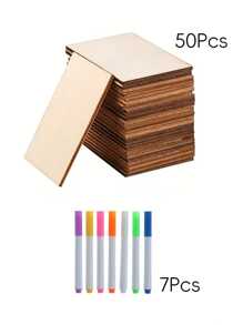 1-50pcs 5x7.6cm 2x3inch Wood Chips Rectangular Blank Pointed Corner Wood Chips For DIY Art Craft Projects