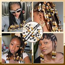 60颗木珠，彩色发饰辫子装饰，可爱辫子首饰制作套装 - 彩色 - 查看 7