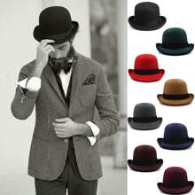 1pc Autumn/Winter New Wool Felt Wide Brim Hat, British Style Jazz Hat, Solid Color Fedora For Men