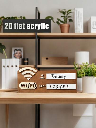 1pc 2D Retro Wooden WiFi Password Sign, Nostalgic Style Wall Decor - Wireless Network Indicator, Multifunctional Home Decor