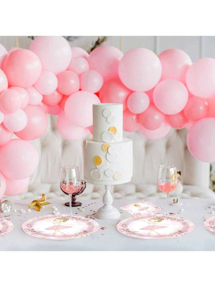 10 件/20 件/40 件/60 件，芭蕾舞女演员生日派对装饰品芭蕾舞女演员派对餐具套装跳舞女孩芭蕾盘子和餐巾适合公主芭蕾主题生日派对用品 - 彩色 - 查看 2