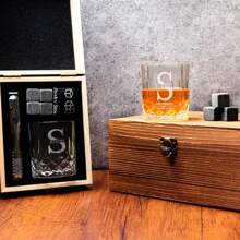 Personalized Whiskey Glass Set With Wooden Box, Whiskey Set, Groom Gift, Best Man Gift, Boyfriend Gift, Whiskey Gift For Him, Gift For Dad, Exclusive Gift For Drinking Enthusiasts, Customized Gift. - Multicolor - View 2