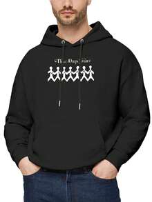 Men's Hooded Sweatshirt Three Days Grace Letter Print Graphic Pullover Hoodies - 黑色 - 查看 2