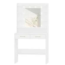 HaluPeit Dressing Table With Mirror, Dressing Table With Shelves And 2 Drawers, For Bedroom, Living Room, Adjustable Brightness, 40 X 80 X 149 Cm, White - trắng - Xem 8