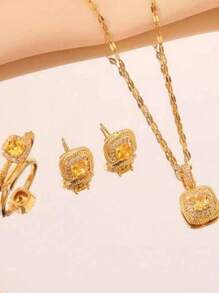 4pcs/Set Stainless Steel Butterfly Necklace, Earrings, Ring Set, Fashion French Hip-Hop Style Casual Minimalist Versatile, Suitable For Daily, Street, Valentine's Day, Party, Holiday Wear Or Gift - Butterfly 4pcs - View 6