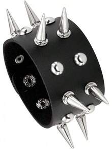 Eigso 3 Pcs Leather Punk Bracelets Men Women Of Rock Rivet Wrap Retro Spike Bracelet Adjustable - Black-6 Pcs 2 - View 8
