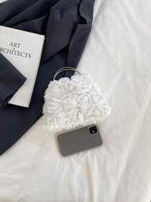 2025新款亮片链条晚装手拿包，时尚明星手提包，单肩斜挎包，纯色翻盖链条托特包【花卉图案位置随机】