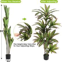 1pc Large Artificial Brazilian Pine Tree Green Plant Fake Potted, Green & Red Pine Tree Floor Standing Decor, Suitable For Indoor Decoration, Fresh And Comfortable Viewing - Multicolor - View 6