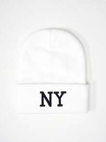 1 Peça Gorro de Malha Bordado NY, Boné Casual Ajustável com Proteção Solar para Outdoor, Adequado para Meninos e Meninas, Primavera/Outono, Viagem, Praia, Férias