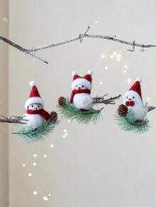 1 件/3 件可爱毛绒鸟饰品 - 鸟儿栖息在树枝上，节日挂饰，圣诞树装饰，生日庆祝，独特礼物，家居装饰 - 彩色 - 查看 16