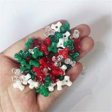 300pcs 1cm Transparent Bone Shaped Bead Triangle Shaped Beads Christmas Fun Christmas Theme Beads, Christmas Bead Kit - DIY Flower Garlands, Bells, And Tree Decorations, Acrylic Decorative Beads For Holiday Decoration
