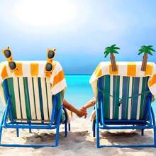 4 件/2 件沙滩巾防风夹适用于沙滩椅露台和泳池配件卡通眼镜鸡尾酒杯毛巾夹趣味装饰衣夹适用于家庭（可爱风格），毛巾夹，沙滩椅毛巾夹