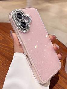 Luxury Shiny Rhinestone Camera Glitter Glossy Bumper Case Compatible With IPhone 16 15 14 13 12 11 Pro Max Plus With Strap Wristband Shockproof Protective Cover