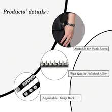 Eigso 3 Pcs Leather Punk Bracelets Men Women Of Rock Rivet Wrap Retro Spike Bracelet Adjustable - 黑色-3 - 查看 11