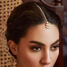 1 件传统头饰，波西米亚风格水钻新娘发链，头饰，发藤链