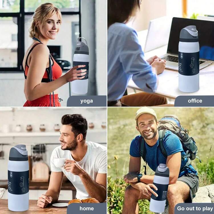 OwaIa(Aurora White) Double-Layer Double-Layer Vacuum Outdoor Sports Water Bottle, Stainless Steel Insulated Water Bottle With A Straw, 100% Leak-Proof - Outdoor Cycling Water Bottle, Suitable For Sports, Cycling, Office, Home, Car, Camping And Trips{Beach/Camping Essential Accessories} - 白色 - 查看 5