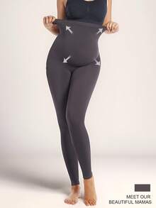 Women's Maternity Solid Leggings - Slim Fit Medium Stretchy High-Waisted Yoga & Sports Pants - 紫紅色 - 查看 8