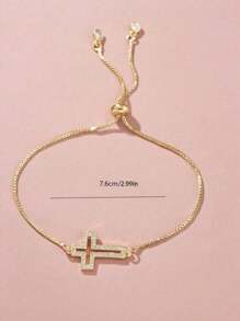 1 Fashionable Teen Cross Bracelet With Hollowed Out Design, Versatile And Suitable For Giving As A Gift Or Souvenir To Good Friends