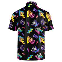 Mens Golf Polo Shirt,  Vintage 80s Style  Dry Fit Performance Short Sleeve Hawaiian Print Shirts Funny Golf Shirts For Men Casual Breathable Polo Shirt - 黑色 - 查看 3
