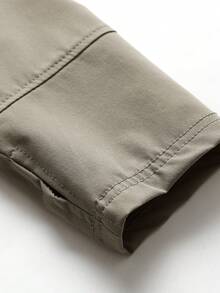 1 pieza Traje de rana con múltiples bolsillos para hombre, sudadera con cremallera de retazos para deportes al aire libre, pesca con cuello alto, parte superior con diseño de retazos destacado - Caqui - Ver 5