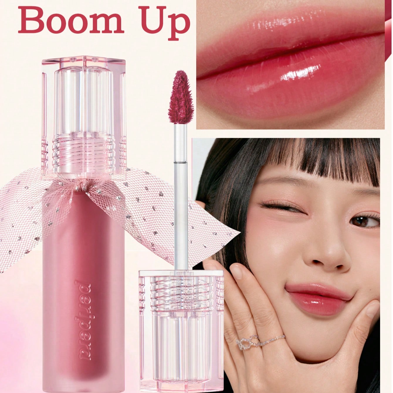 Shein #17 Rosy Boom Up K-Beauty Water Bare Tint, Mirror Watery Lip Gloss, Glass Lip Gloss, Lip-Plumping, Naturally Moisturizing, Lightweight, Glow-Boosting Long-Lasting, Comfortable, Non-Sticky, Mask Friendly, No White Film, K-Beauty, Korean Makeup